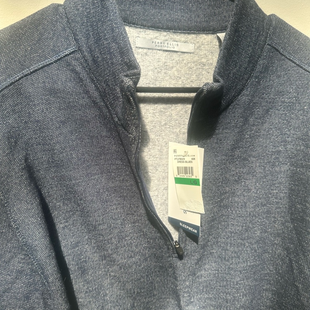 Perry Ellis Men's Blue Quarter Zip